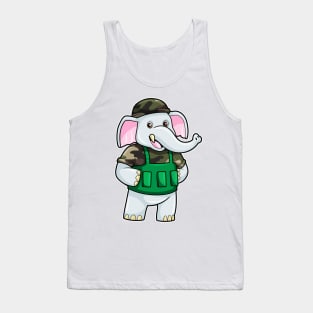 Elephant as Soldier with Uniform & Helmet Tank Top